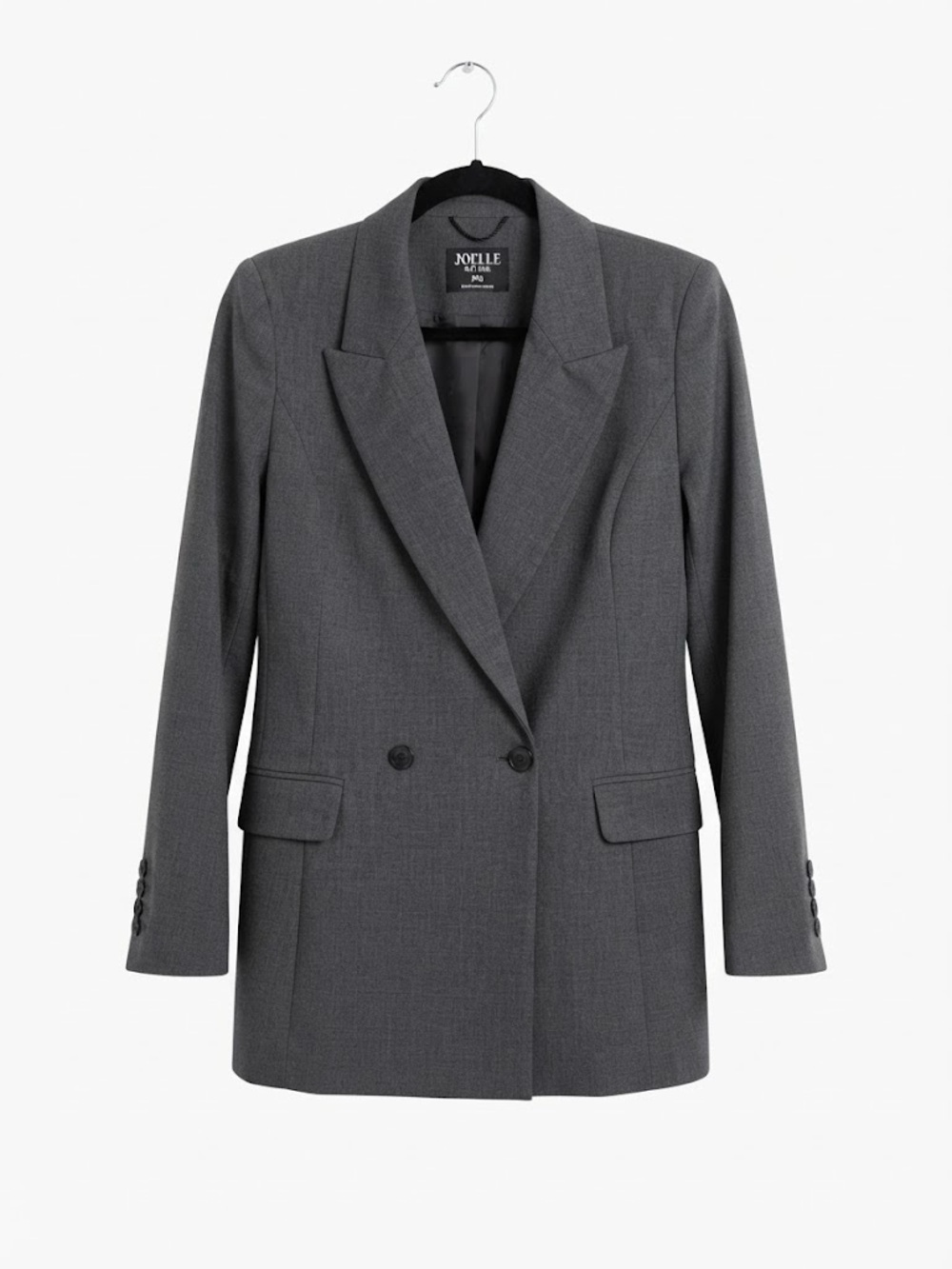 JOELLE Collection Gray Structured Double Breasted Albany Blazer Small